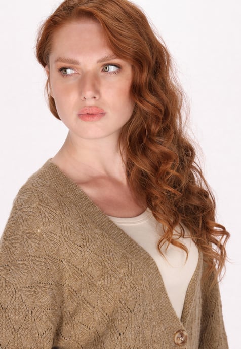 Dreimaster Cardigan Damen Braun Beige - Image 5