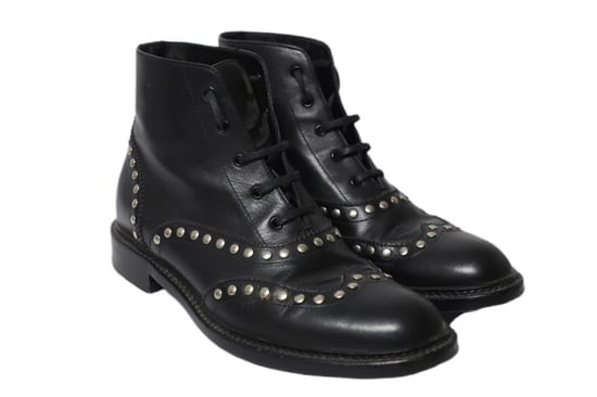 Saint Laurent Army Schnürstiefel mit Nieten aus schwarzem Leder - Image 3