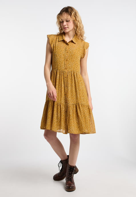 Dreimaster Blusenkleid Damen Dunkelgelb Mehrfarbig - Image 2