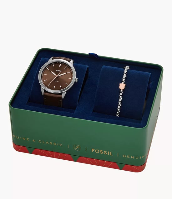 Fossil Minimalist Men's Brown Watch FS6019SET