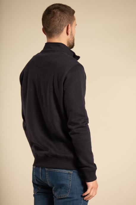 Navy Cotton Blend Half-Zip Jumper