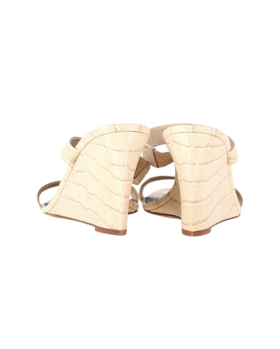 Diane Von Furstenberg Vivienne Wedge-Sandalen mit Kroko-Effekt aus beigem Leder - Image 4