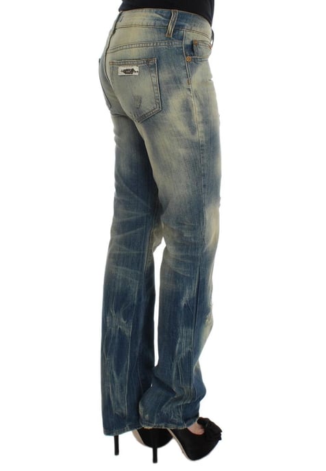 Cavalli Damen Blue Wash Baumwoll Slim Fit Bootcut Jeans - Image 4