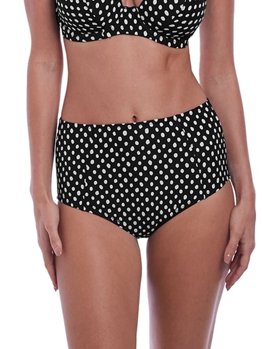 Santa Monica High Waisted Bikini Brief /White Black/White