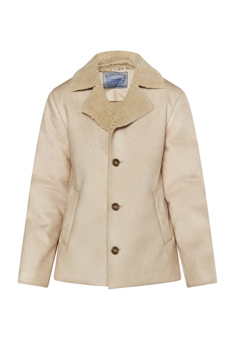 Dreimaster Übergangsjacke aus Fellimitat Herren Cremebeige - Image 1