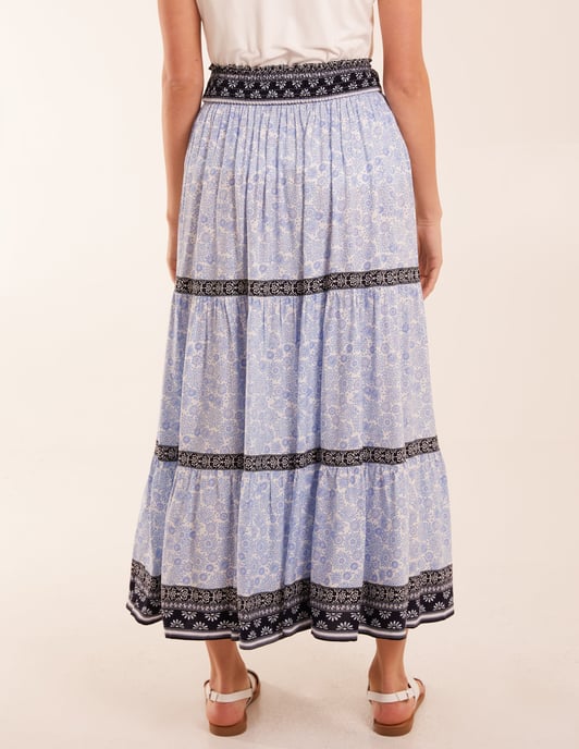 Contrast Printed Tiered Skirt