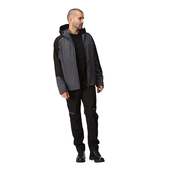Regatta Mens X-Pro Beacon Contrast Detail Waterproof Jacket (Seal Grey/Black)