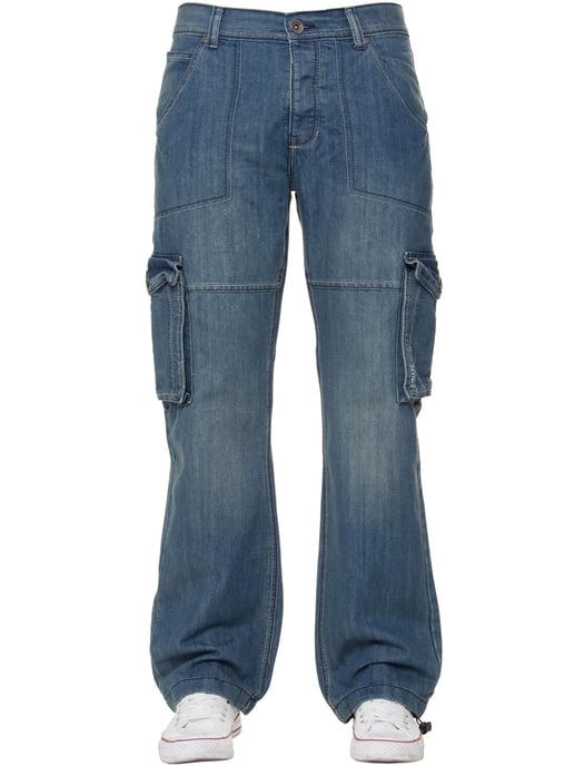 Kruze | Mens Cargo Combat Jeans - Blau - Image 4