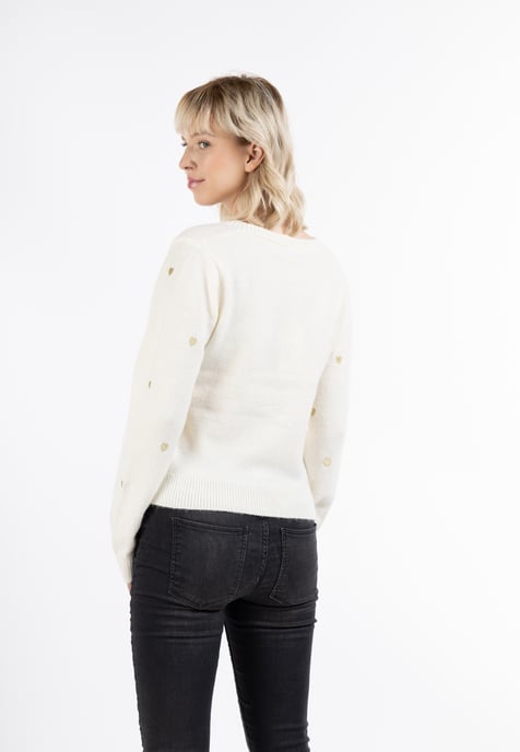 Mymo Strickjacke Damen Wollweiß - Image 4