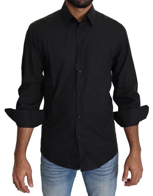 Dolce & Gabbana Schwarzes Baumwoll-Hemd für Herren - Image 1