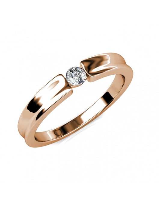 Einfacher Ring - Roségold und Kristall - Image 1