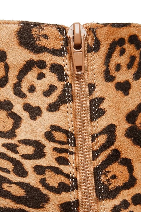 Leopard Print Point Toe Kitten Heel Ankle Boots