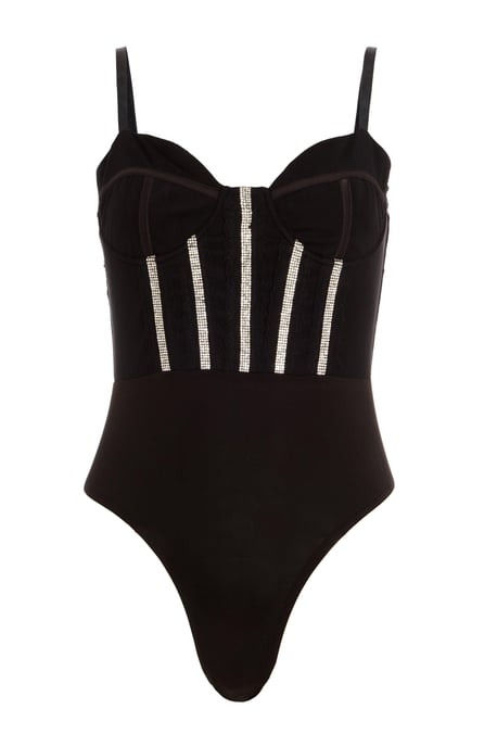 Black Embellished Bodysuit