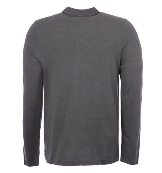 Men's Farah Union Organic Blend Long Sleeve Polo Shirt in Grey