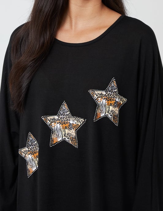 Hi-Low Hem Stars Print Top - Image 4