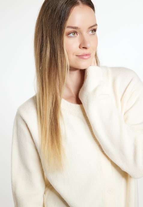 Dreimaster Strickjacke Damen Wollweiss - Image 5