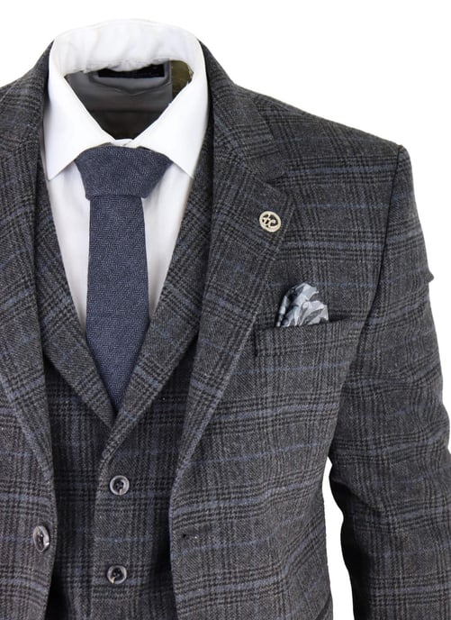Herren Graues Karomuster 3-teiliges Tweed-Anzug Peaky Blinders 1920er Jahre Gatsby Maßgeschneiderte Passform - Image 5