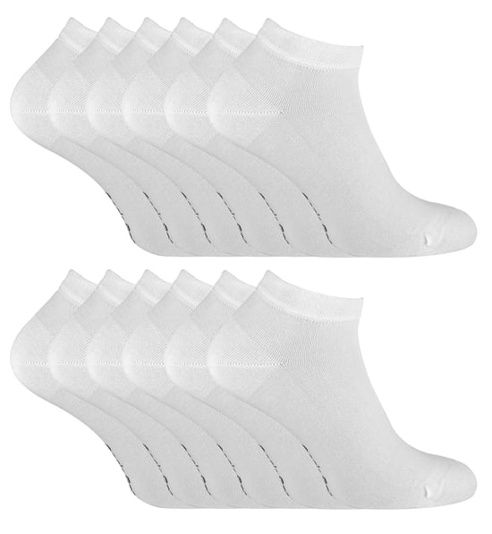 12 Paar Multipack Mens Bamboo Trainer Socken | Atmungsaktive Socken - Weiß - Image 1