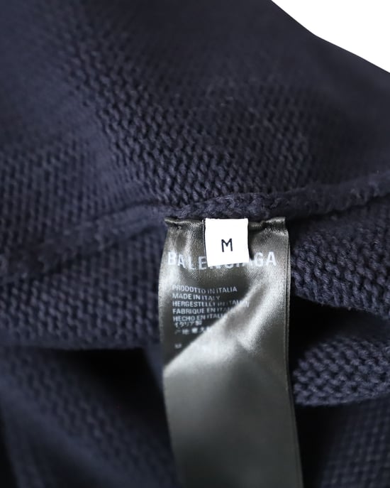 Balenciaga Übergroßer Bestickter College-Logo-Crewneck aus Baumwolle in Navy Blau - Image 5