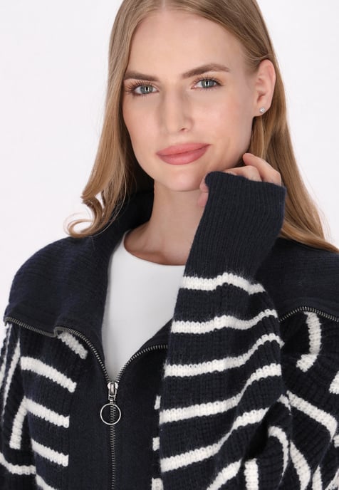 Dreimaster Cardigan Damen Marine Wollweiss - Image 5