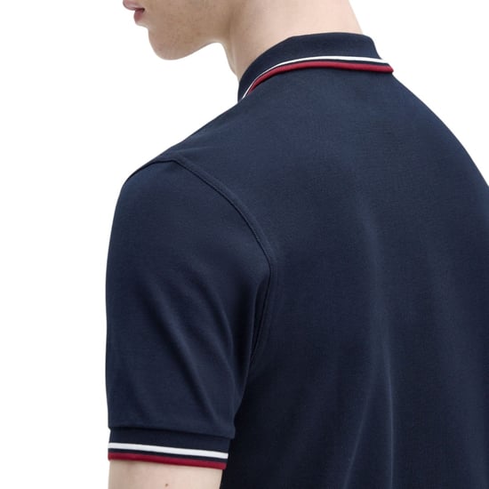 Fred Perry M3600 Twin Tipped Polo Shirt In Navy - Image 4