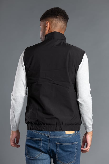 Black Funnel Neck Gilet With Light Padding Inside