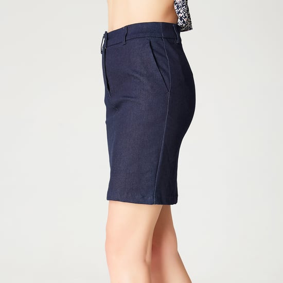Kurzer Rock aus Stretch-Denim - Image 3