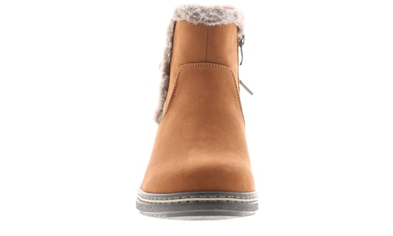 Womens Ankle Boots Fuax Fur Trim Mollie Zip Fastening tan