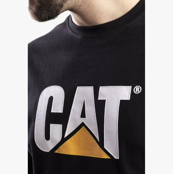 CAT MARKENLOGO Herren Baumwoll-T-Shirt Schwarz - Image 3