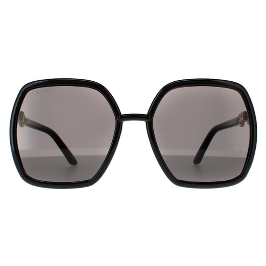 Gucci Quadrat Damen Schwarz und Gold Graue Sonnenbrille - Image 1