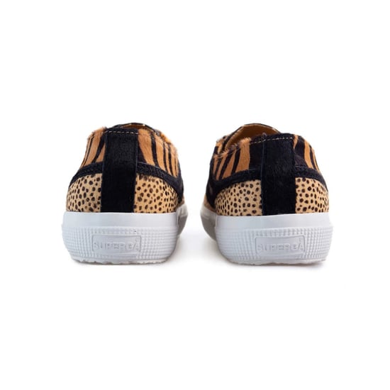 Superga Womens/Ladies Cheetah & Zebra Print Cowhide Leder Trainers (Schwarz) - Image 2