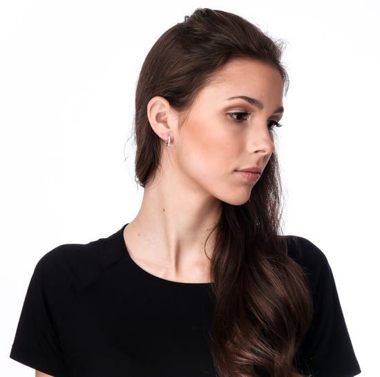 Orphelia 'Onyx' Women's 925 Sterling Silver Hoop Earrings - Silver ZO-7127