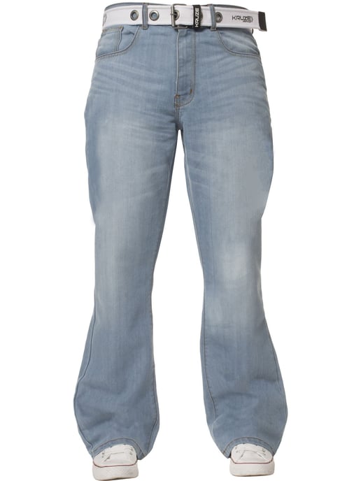 Kruze Herren Bootcut Denim Jeans - Image 4