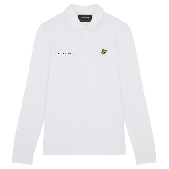 Lyle & Scott White Co-ordinate Print Logo Long Sleeved Polo Shirt