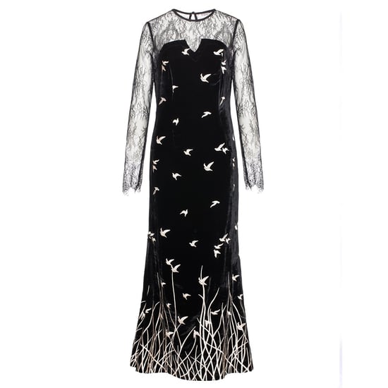 Langes goldenes besticktes Samtkleid - Image 5