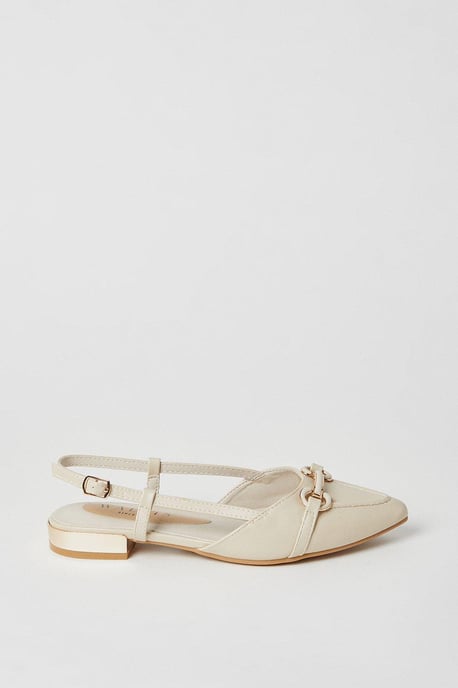 Belinda Pointed Snaffle Detail Slingback Flat Shoes
