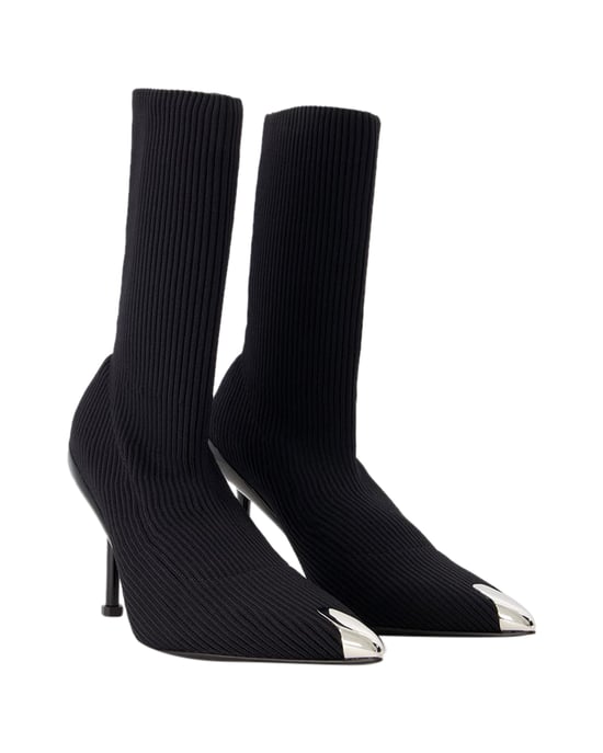 Spitz zulaufende Knöchelstiefel - Alexander McQueen - Leder - Schwarz - Image 2