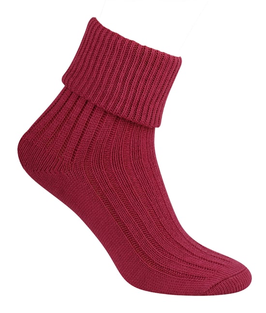 Damen Bettsocken aus Wolle | Steven | Superweiche, gemütliche Lounge-Schlafsocken, Weinrot - Image 2