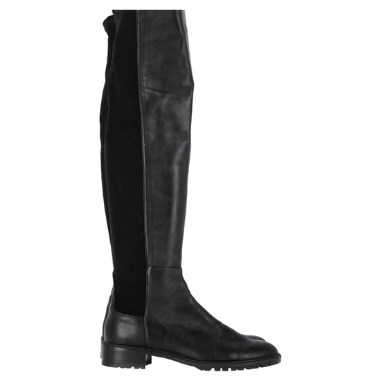 Stuart Weitzman 5050 Lift Overknee-Stiefel aus schwarzem Leder und Wildleder - Image 1