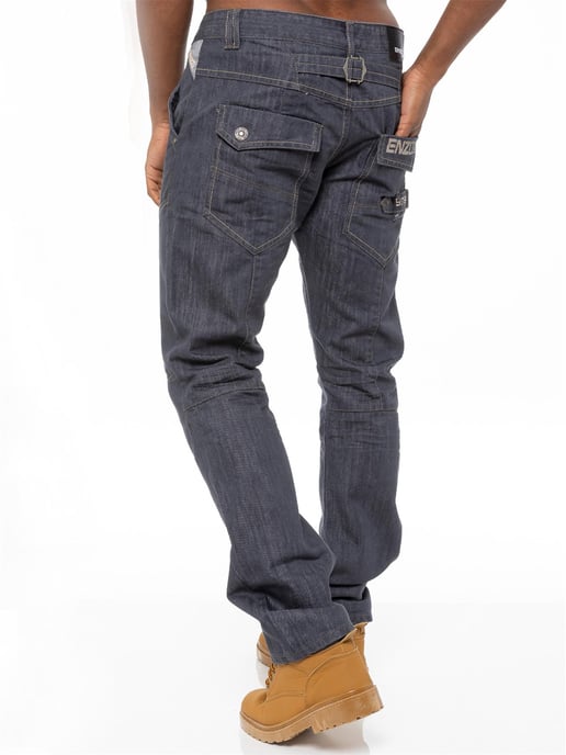 Enzo Herren Denim Jeans Straight Leg - Grau - Image 4