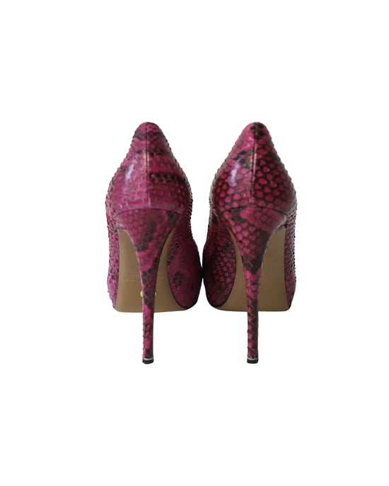 Nicholas Kirkwood Pumps aus lila Leder mit Schlangenprägung - Image 4