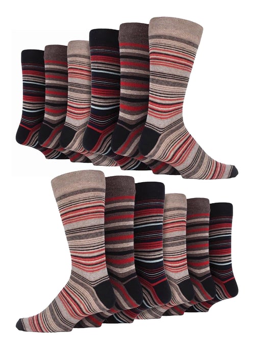 12 Paar Multipack Herren Baumwolle bunt gestreiften Kleid Socken | Socken Snob | gemusterten Business Casual Dress Socken - Rom - Image 1