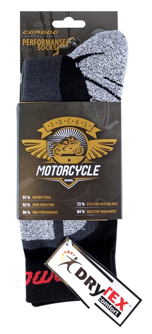 COMODO - Chaussettes Moto Trail | Homme et Femme Chaussettes pour Bottes de Moto - Gris Noir - Image 2