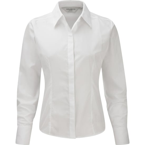 Russell Collection - Popeline-Bluse mit langen Ärmeln - Damen (Weiß) - Image 1