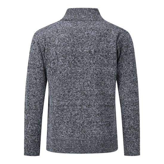 Herren Strickjacke mit Reißverschluss Cardigan Grobstrick mit Stehkragen für den Winter Dunkelgrau - Image 3