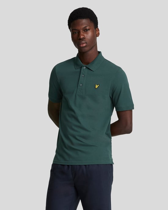 Lyle & Scott-Markenlogo auf der Brust, Argyle-Teal-Green-Poloshirt - Image 1