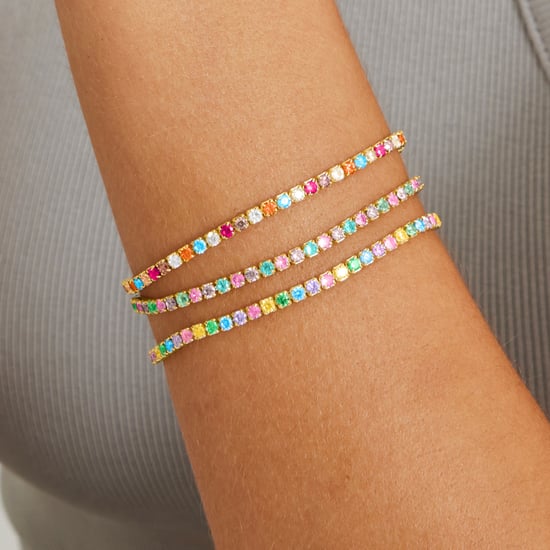 Luxenter 925 Sterling Silver Bracelet with Multicolour Zirconia finished in 18K yellow gold - Tahu