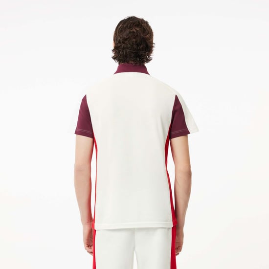 Men's Lacoste Regular-Fit Colour Block Polo Shirt in Cream