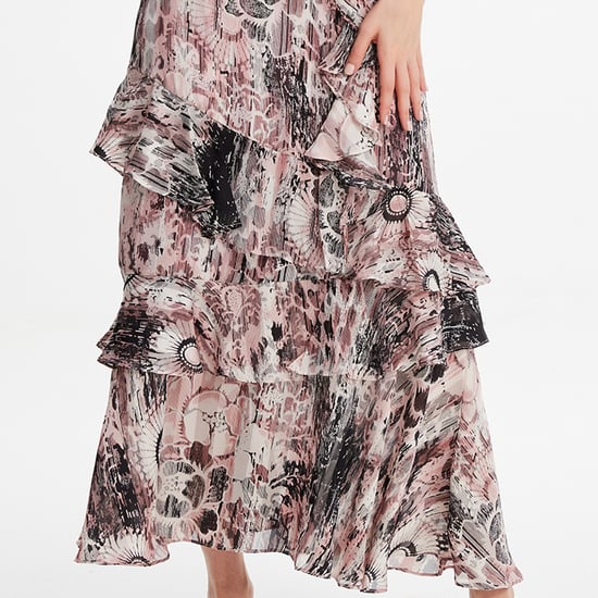 Langer Chiffon-Rock mit Rüschen und Blumendruck - Image 5