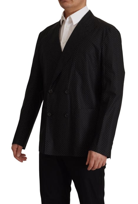 Dolce & Gabbana Schwarzer gepunkteter Baumwoll-Blazer Herrenjacke - Image 2